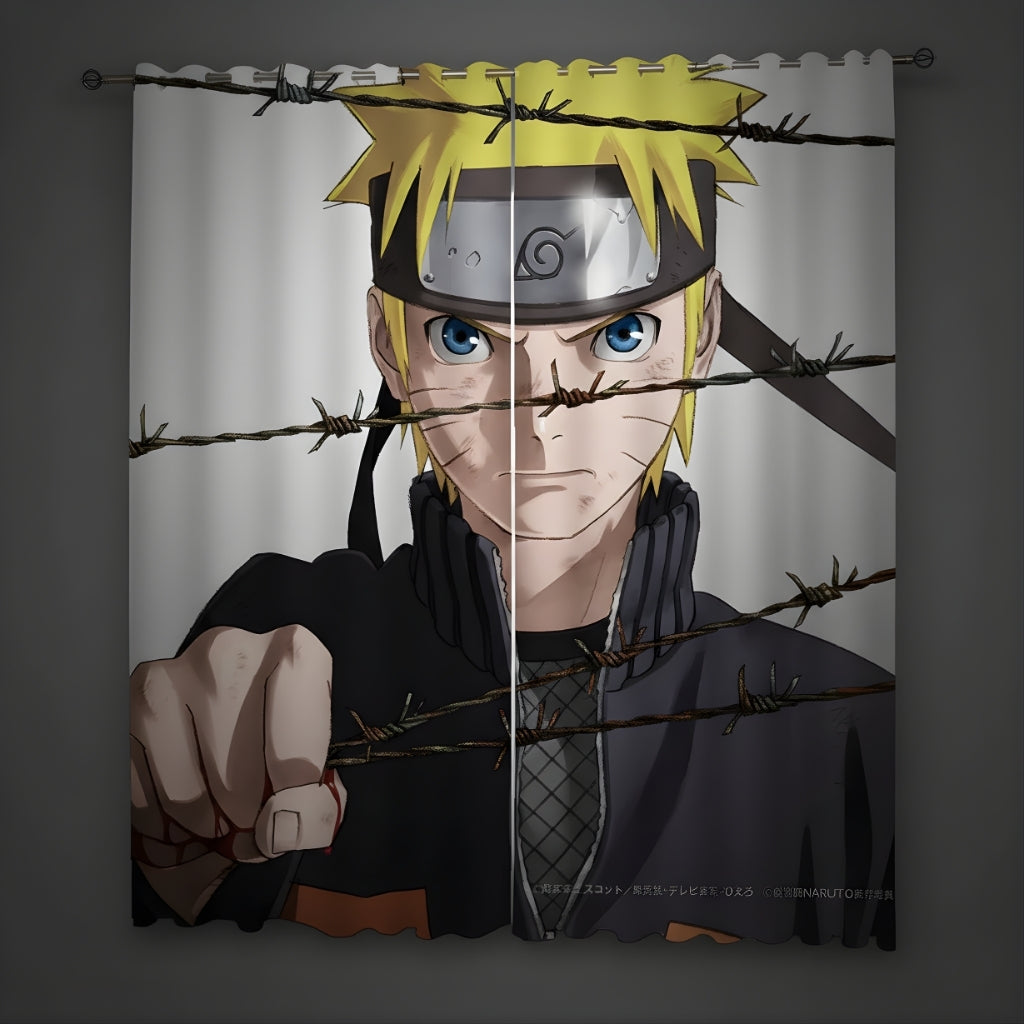 3D Printed Fire Shadow Blackout Curtain Non-Perforated Sunshade Drapes