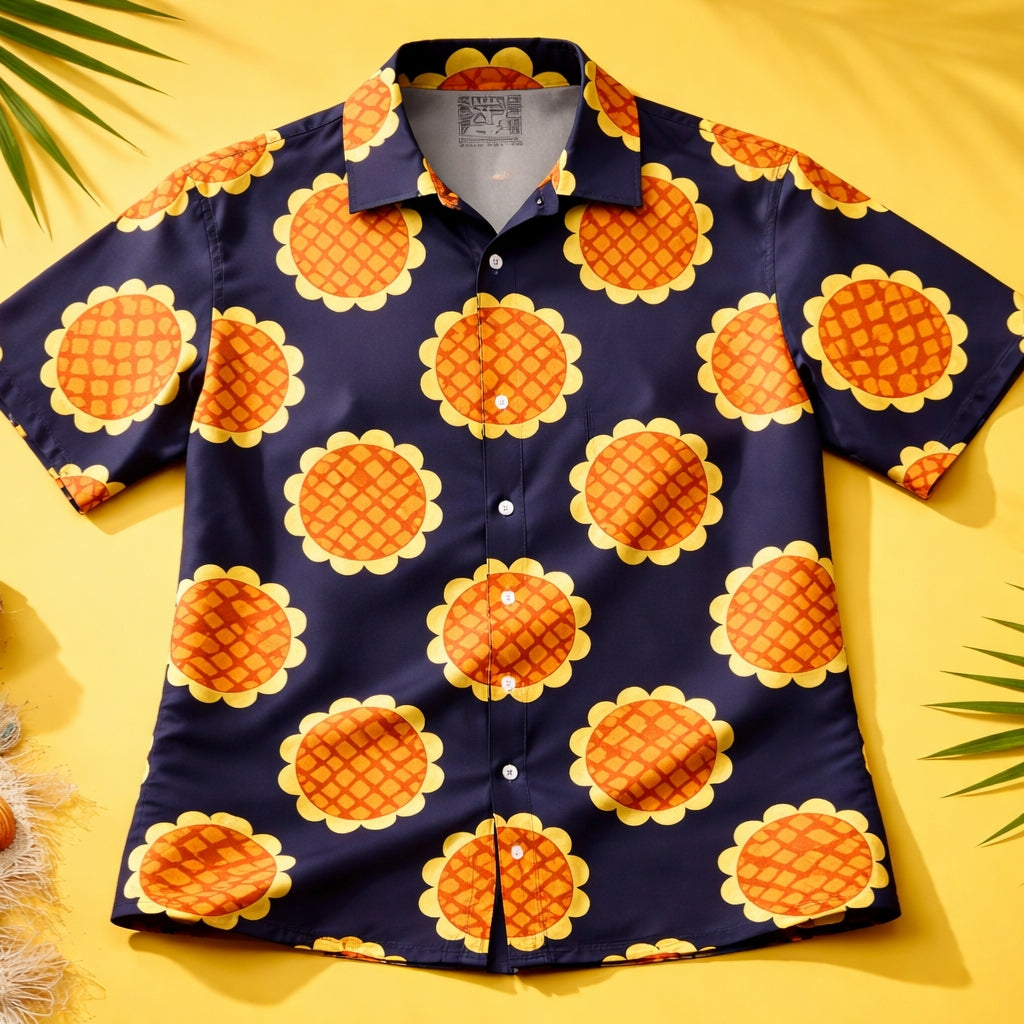 Luffy Dressrosa Hawaiian Shirt One Piece Navy Blue Button Up