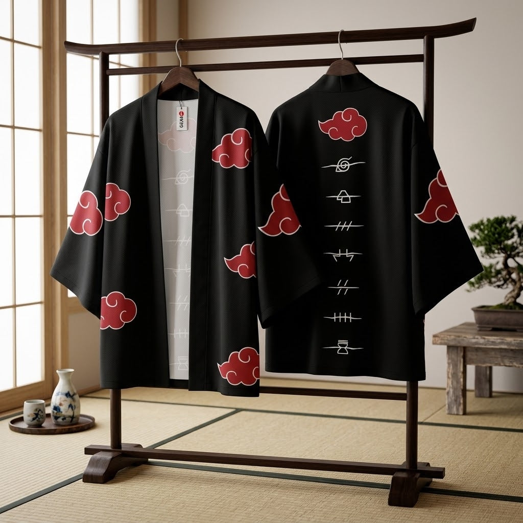 Akatsuki Kimono Naruto Anime Cosplay Robe Hidden Village Design