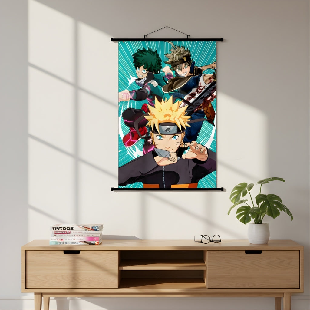 Naruto My Hero Academia Black Clover Anime Wall Scroll Poster Art Decor