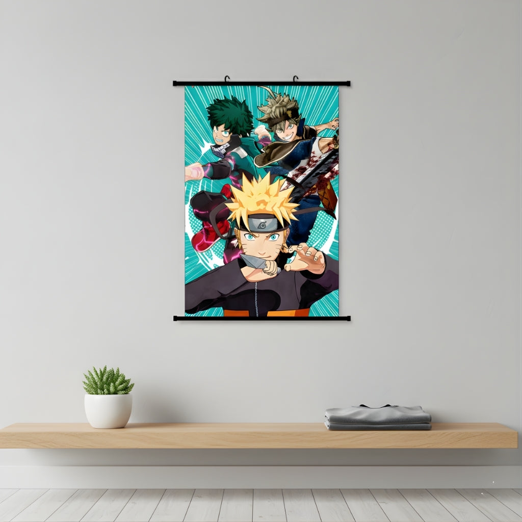 Naruto My Hero Academia Black Clover Anime Wall Scroll Poster Art Decor