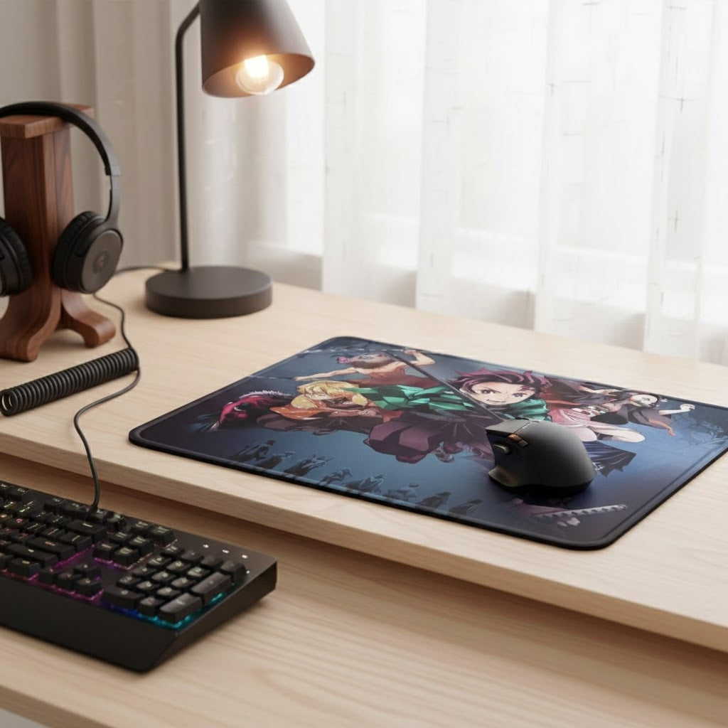 Demon Slayer Mouse Pad Rubber Base Gaming Desk Mat For Gamers  ( Small Size )