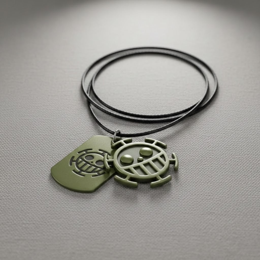 Luffy and Ace Skull Necklace One Piece Pirate Pendant for Men