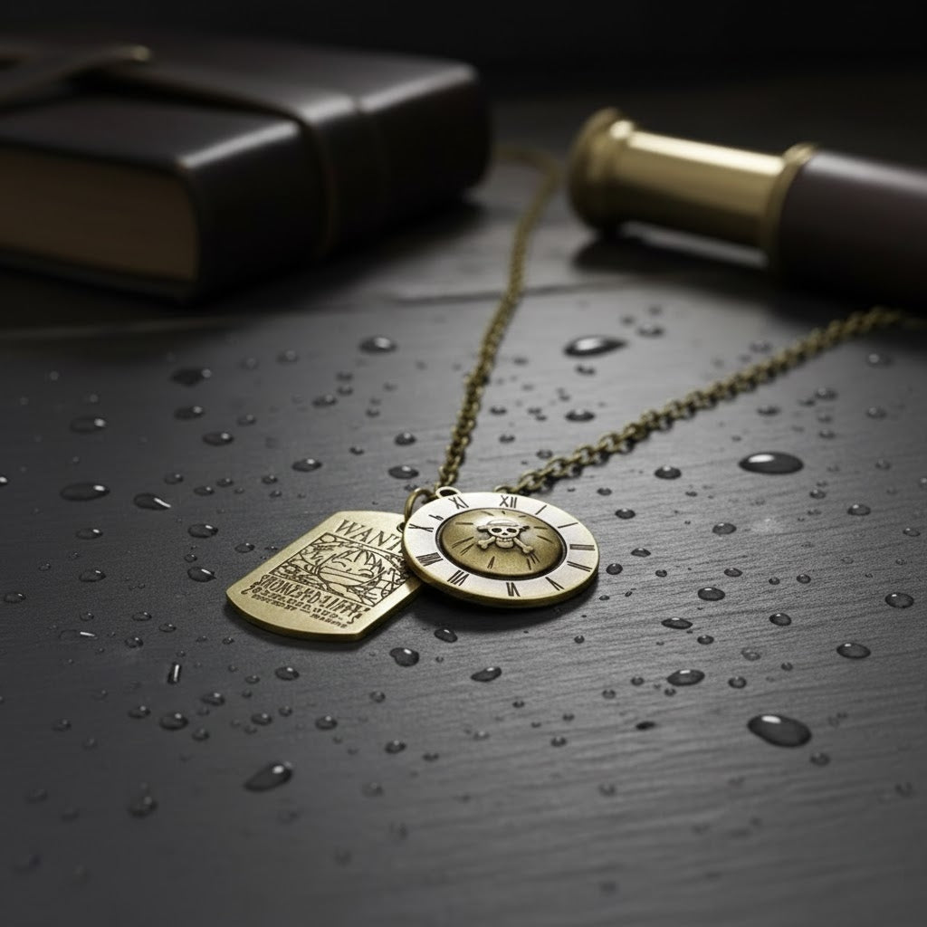 Luffy and Ace Skull Necklace One Piece Pirate Pendant for Men