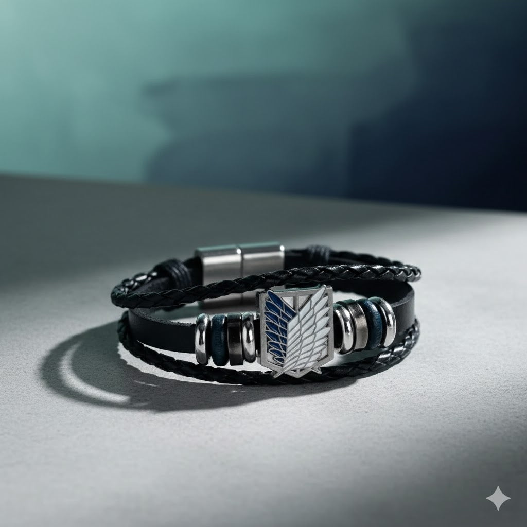 Attack on Titan Leather Bracelet Unisex Anime Jewelry