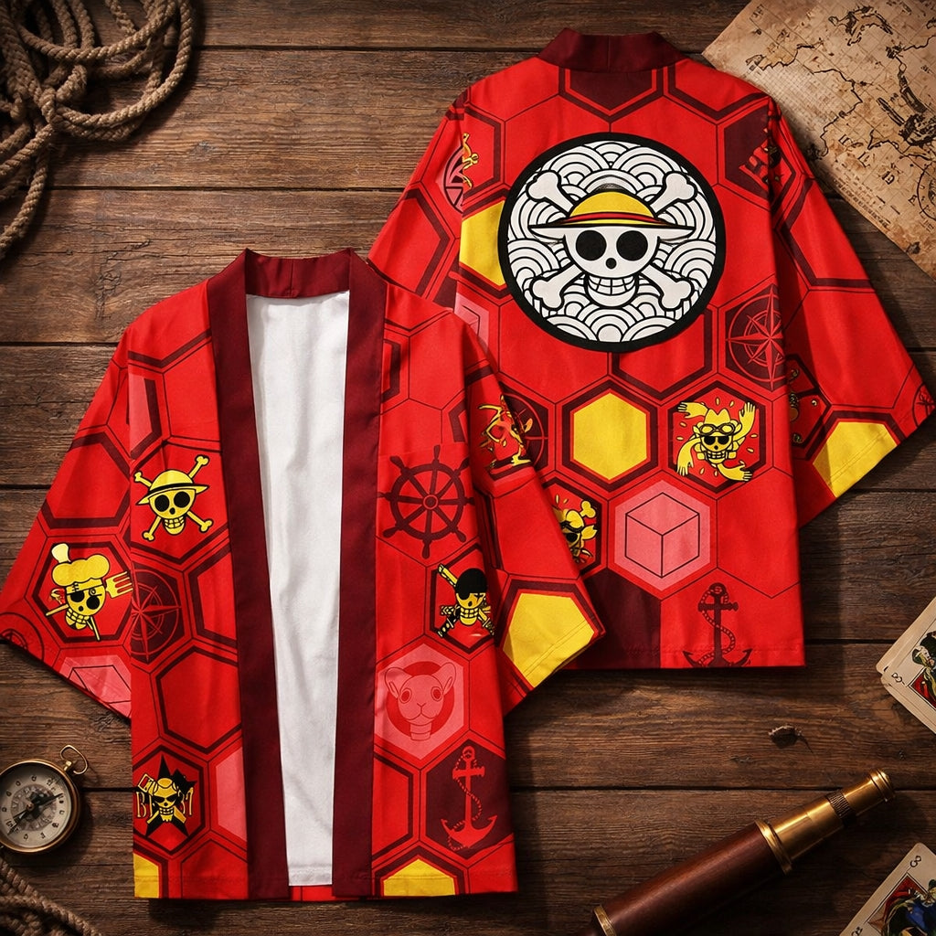 One Piece Mugiwara Pirates Kimono Anime Cosplay Robe