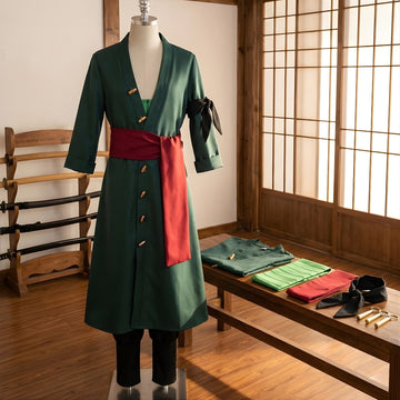 Roronoas Cosplay Costume Anime Kimono Robe Zoro Cloak Uniform Halloween Outfits With Earrings For Comic Con