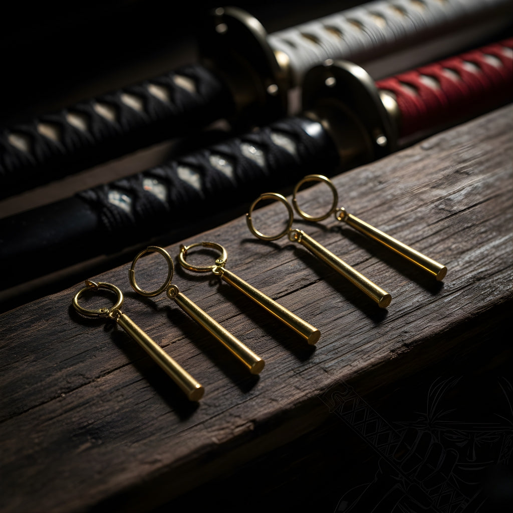 Roronoa Zoro Anime Earrings Gold Pendant Cosplay Jewelry Unisex