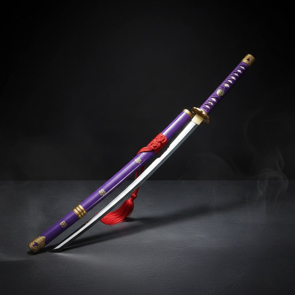 Roronoa Zoro Wooden Katana Premium Anime Cosplay (enma purple sword)