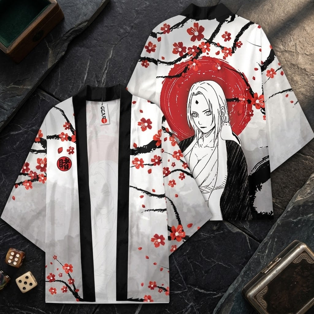 Tsunade Kimono Naruto Anime Cosplay Robe Cherry Blossom Design