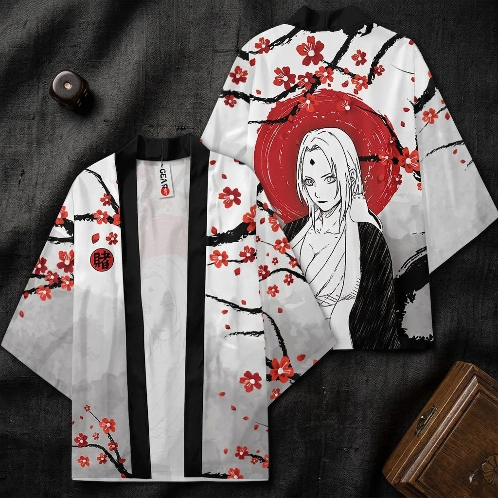 Tsunade Kimono Naruto Anime Cosplay Robe Cherry Blossom Design