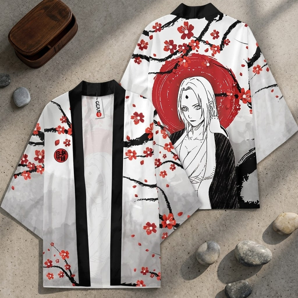 Tsunade Kimono Naruto Anime Cosplay Robe Cherry Blossom Design