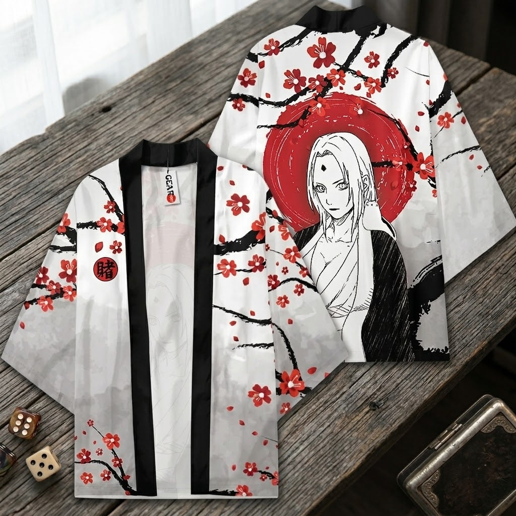 Tsunade Kimono Naruto Anime Cosplay Robe Cherry Blossom Design