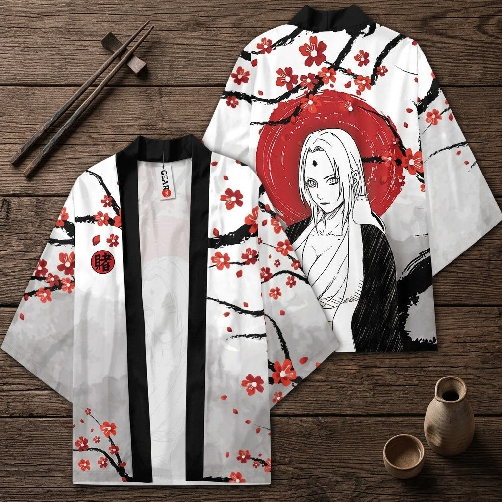 Tsunade Kimono Naruto Anime Cosplay Robe Cherry Blossom Design